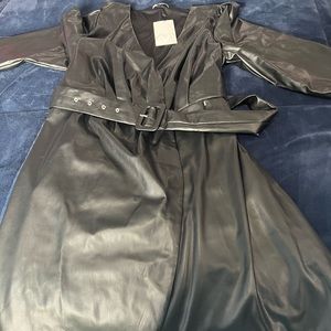 Never worn still with tag Black long sleeve faux leather Zara dress